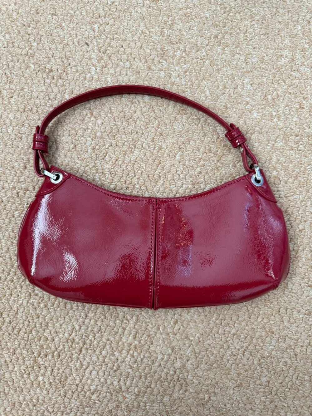 Zara Burgundy Patent Leather Mini Shoulder Bag Y2K - Picture 2 of 4